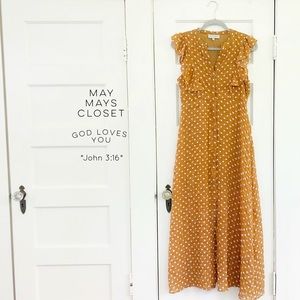 Hayden Los Angeles Polka Dot Gold Dress Maxi S